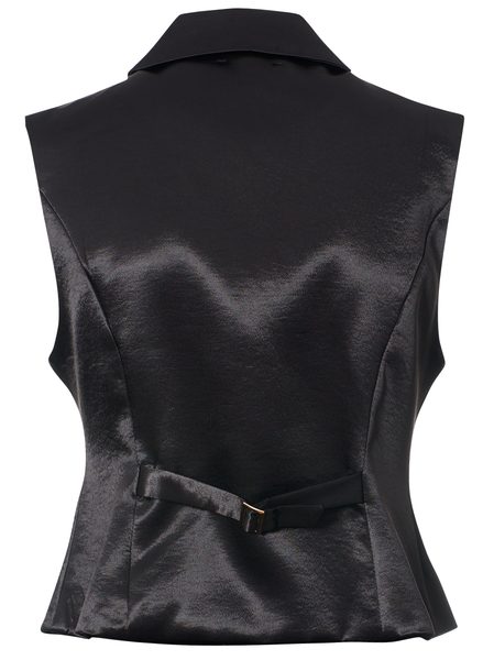 Compleu satinat vestă și pantaloni negru -
