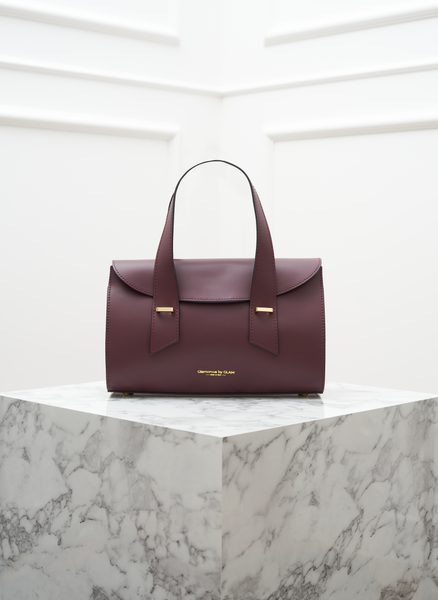 Kožená kabelka do ruky vínová -