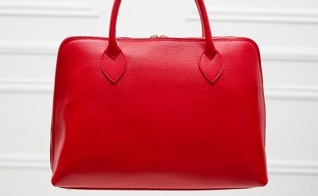 Dámska kožená kabelka zo safiánové kože - sýtou červená -