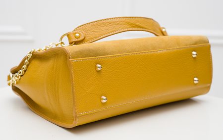 Real leather handbag Glamorous by GLAM - Yellow -