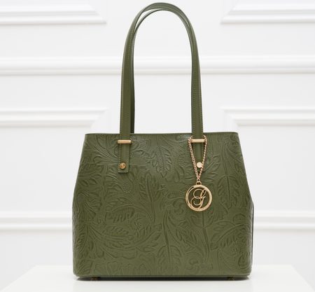 Damska skórzana torebka na ramię Glamorous by GLAM - zielony -