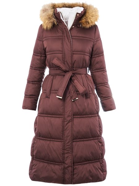 Winter jacket with real fox fur Due Linee - Brown -