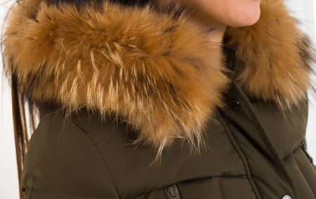 Winter jacket with real fox fur Due Linee - Green -