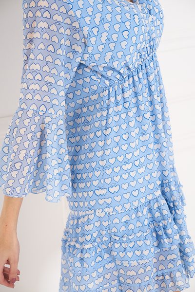 Dámské šaty s motivem srdíček - modrá -