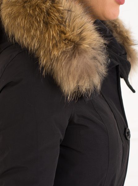Winter jacket with real fox fur Due Linee - Black -