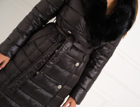 Dámská černá zimní bunda / vesta s vázáním -