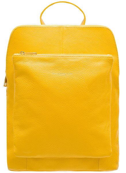 Dámský kožený batoh jednoduchý - žlutá -