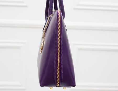 Dámská kožená kabelka ze safiánové kůže - tmavě fialová -
