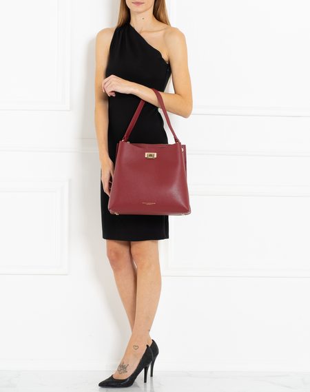 Real leather shoulder bag Glamorous by GLAM - Wine -