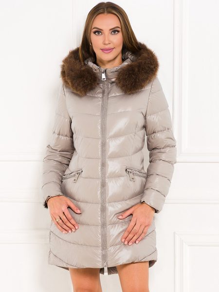 Winter jacket with real fox fur Due Linee - Beige -