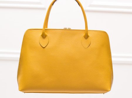 Dámská kožená kabelka ražená - žlutá -