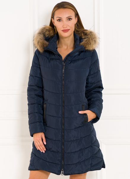 Winter jacket with real fox fur Due Linee - Blue -