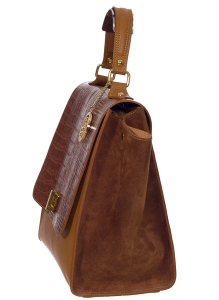 GbyG luxusná kožená kabelka hnedá so semišom -