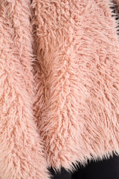 Dámský yetti krátký kabát - růžová -