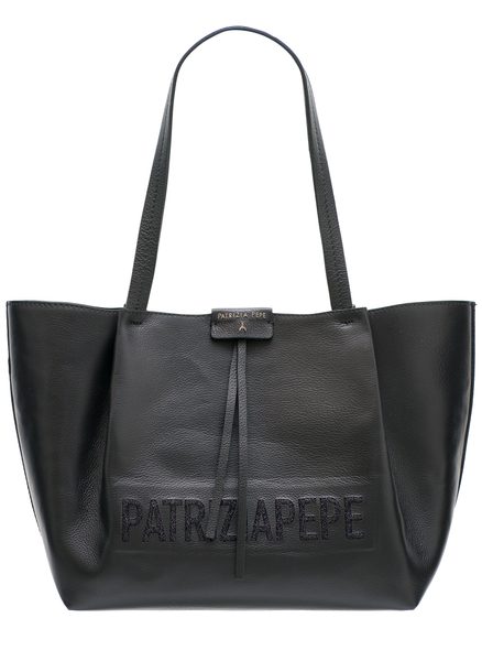 Real leather shoulder bag PATRIZIA PEPE - Black -