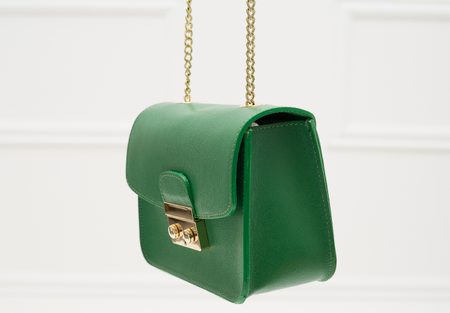 Dámska kožená crossbody kabelka razená - zelená -