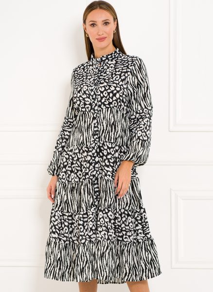 Vestido de mujer Due Linee - Blanco-negro -