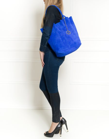 Geantă shopper din piele pentru femei Glamorous by GLAM - Albastră -