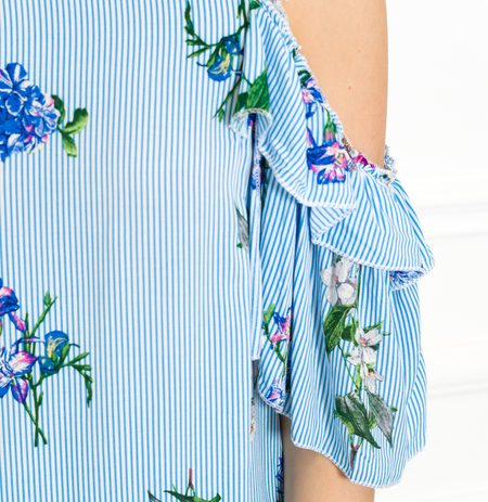 Dámske prúžkované oversize šaty modré -