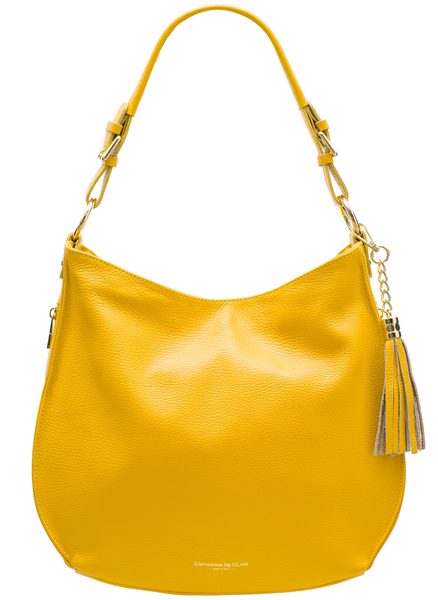 Dámská kožená kabelka přes rameno se zlatým kováním - žlutá -