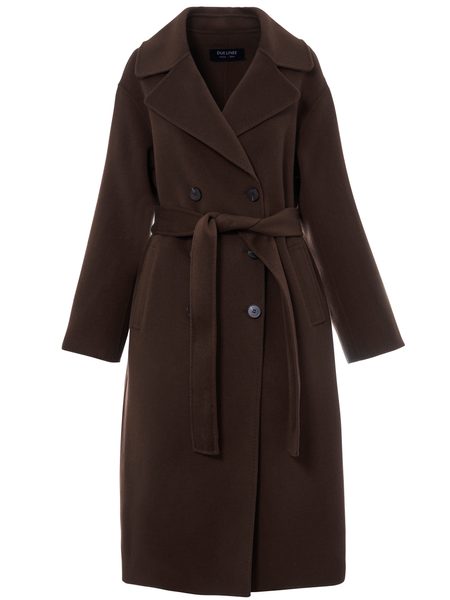 Prémiový kabát z česané vlny choco -