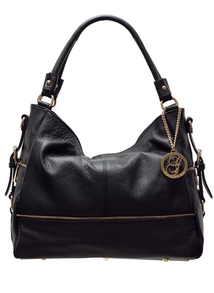 Čierna kožená kabelky so zipsom -