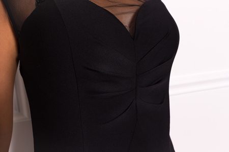 Spoločenské dlhé šaty s priesvitnými chrbtom - čierna -