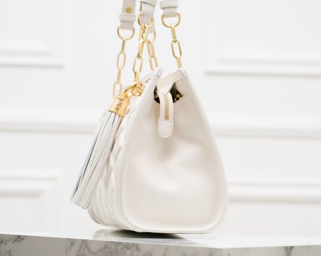 Borsa a spalla da donna in pelle Guess Luxe - Bianco -