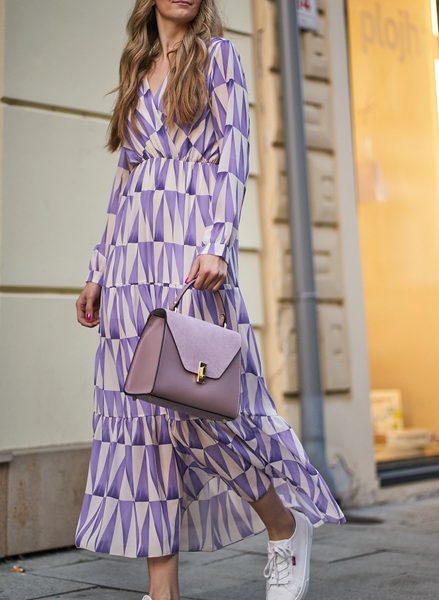 Damska długa sukienka Glamorous by Glam - purpurowy -