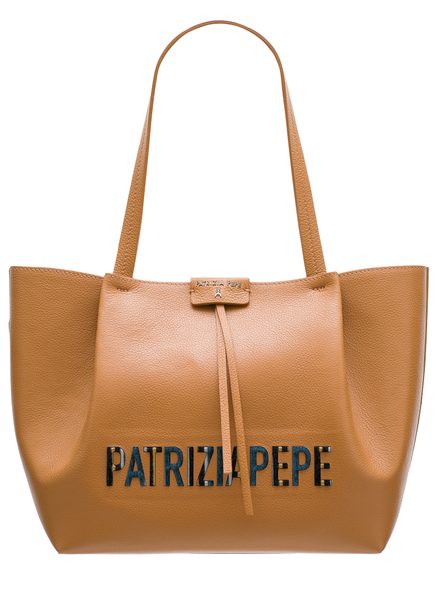 Real leather shoulder bag PATRIZIA PEPE - Beige -