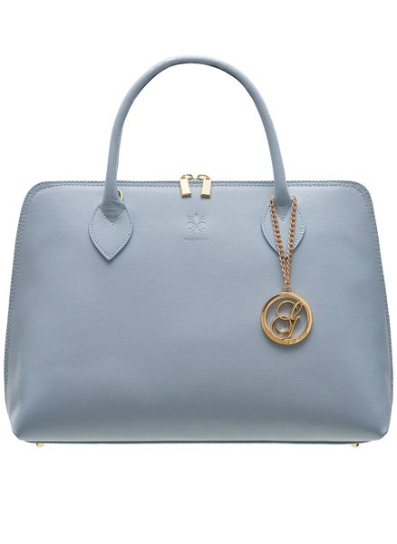 Dámska kožená kabelka zo safiánové kože - svetlo modrá -