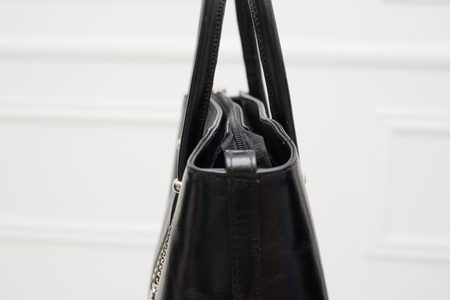 Dámska kožená kabelka do ruky PAOLA - čierna -