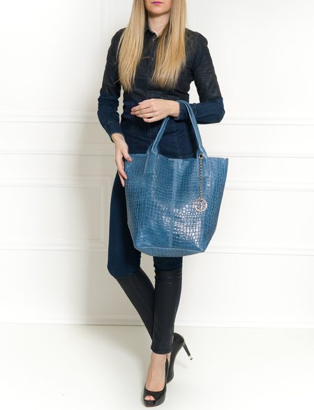 Real leather shopper bag Glamorous by GLAM - Blue -