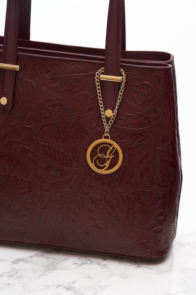 Real leather shoulder bag Glamorous by GLAM - Wine -