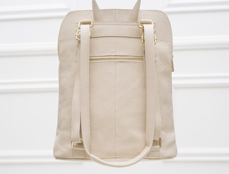 Women's real leather backpack Glamorous by GLAM - Beige -