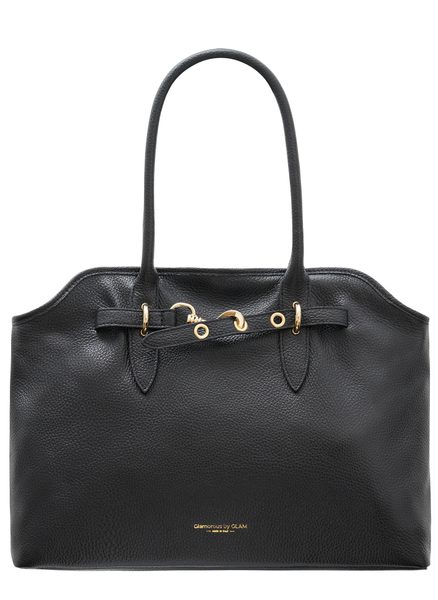 Kožená kabelka přes rameno černá -