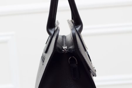 Dámská kožená kabelka kombinace kůže saffiano - černá -