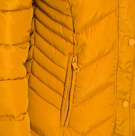 Women's winter jacket with real fox fur Due Linee - Yellow -