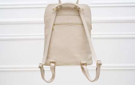 Women's real leather backpack Glamorous by GLAM - Beige -