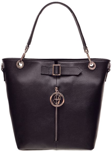 Dámská kožená kabelka se zipem stříbrné zapínání - černá -