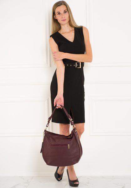 Real leather shoulder bag Glamorous by GLAM - Wine -