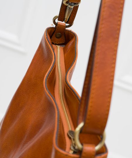 Dámská kožená kabelka s prodlužujícím poutkem na rameno - hnědá -