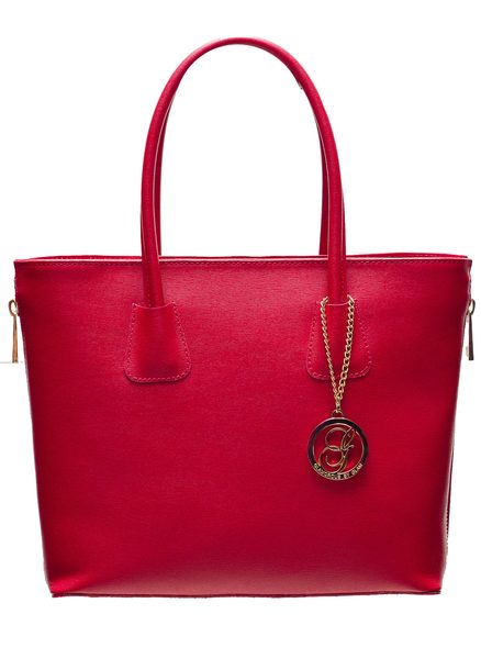 Dámska kožená kabelka so zipsom na boku - červená -