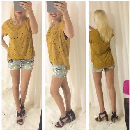 Dámské děrované tričko - žlutá -