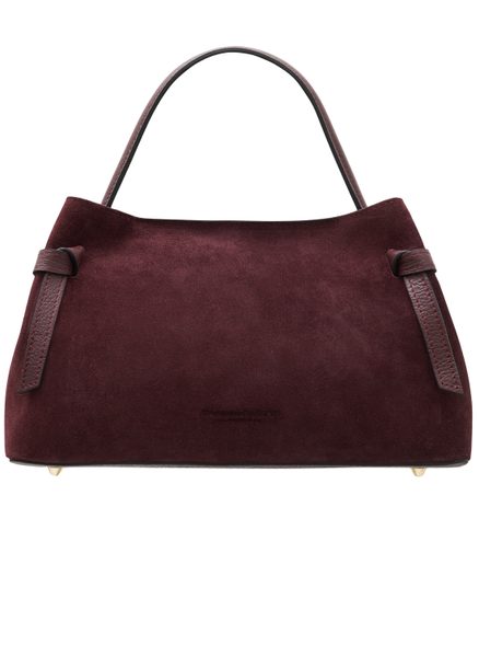 Kožená kabelka z broušené kůže do ruky vínová -
