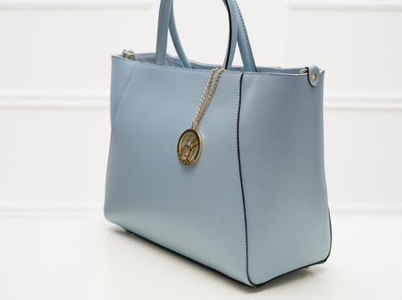 Kožená kabelka zo safiánové kože jednoduchá - svetlo modrá -
