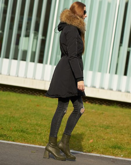 Winter jacket with real fox fur Due Linee - Black -