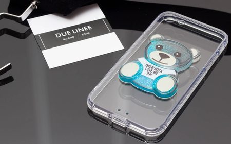 Kryt na Iphone 7/8 - průsvitný s medvídkem - modrá