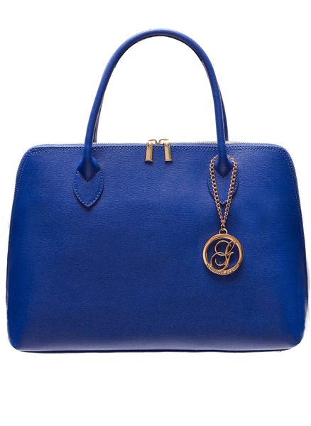 Dámská kožená kabelka ražená - královsky modrá -