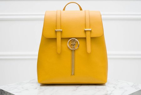 Women's real leather backpack Glamorous by GLAM - Yellow -
